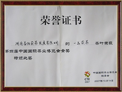 中国茶叶博览会金奖